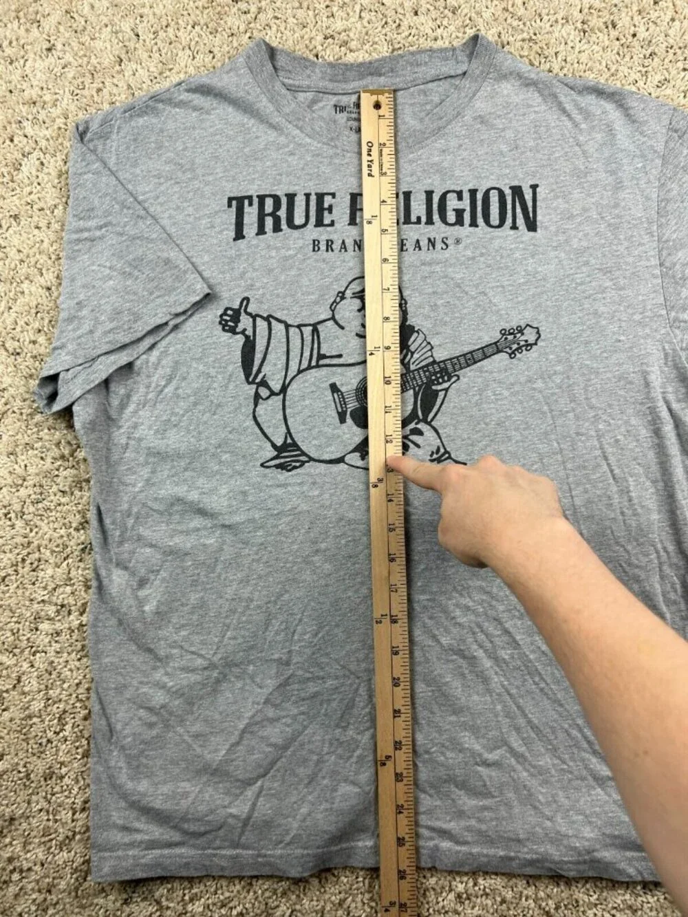 TRUE RELIGION LOUNGEWEAR BUDDHA GRAY T-SHIRT SIZE XL Cotton Poly Casual